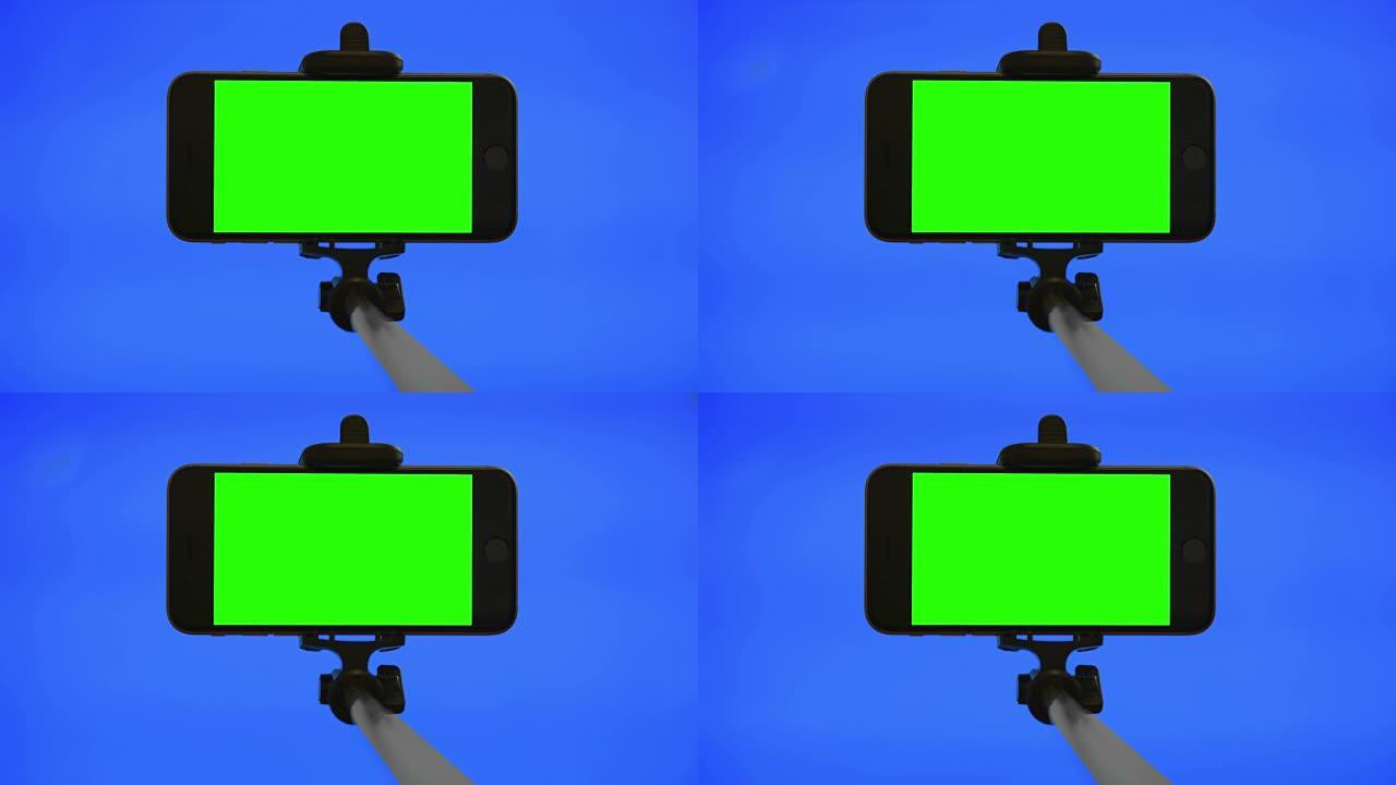 蓝屏绿屏自拍棒chromakey智能手机手机