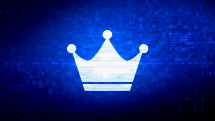 女王皇室皇冠符号数字像素噪声错误动画。