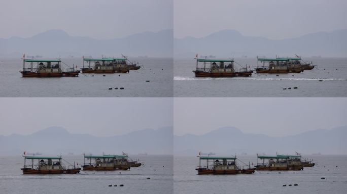 巽寮湾海景码头观光船实拍4k