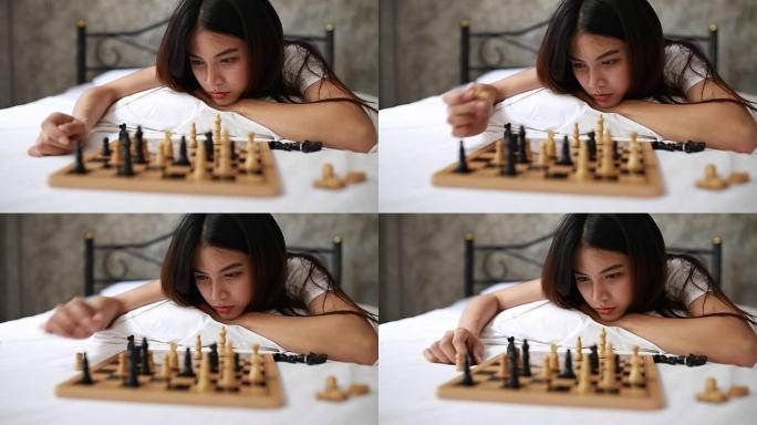 下棋的年轻女子