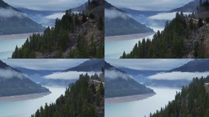 蒙大拿州库卡努萨湖上有雾的早晨-无人机射击
