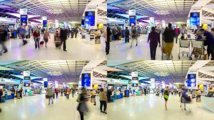 延时: 机场出发登机口的旅客人群