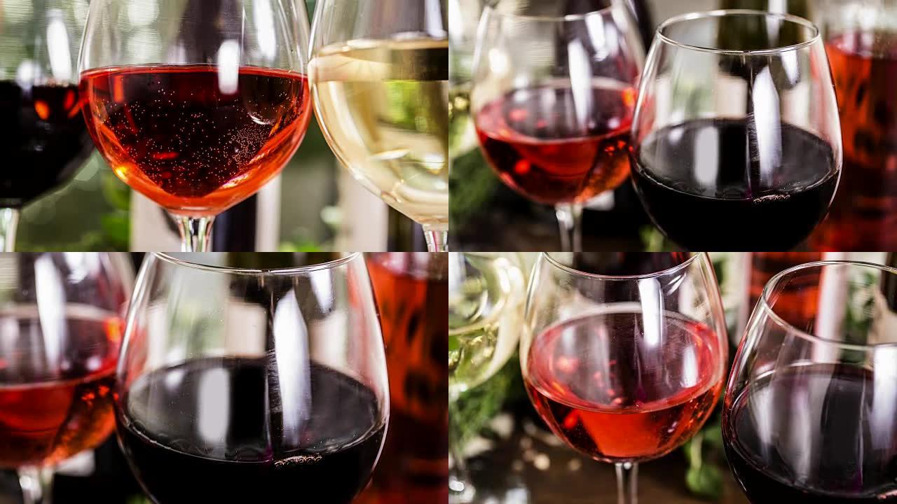 各种葡萄酒选择，酒庄品酒活动的瓶子。