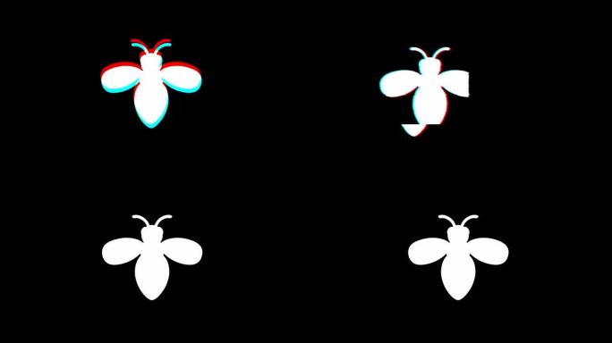 虫子昆虫Glith图标复古抽搐坏信号动画。