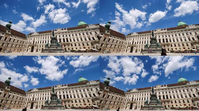 霍夫堡宫蓝天白云光影文艺复兴人文风情