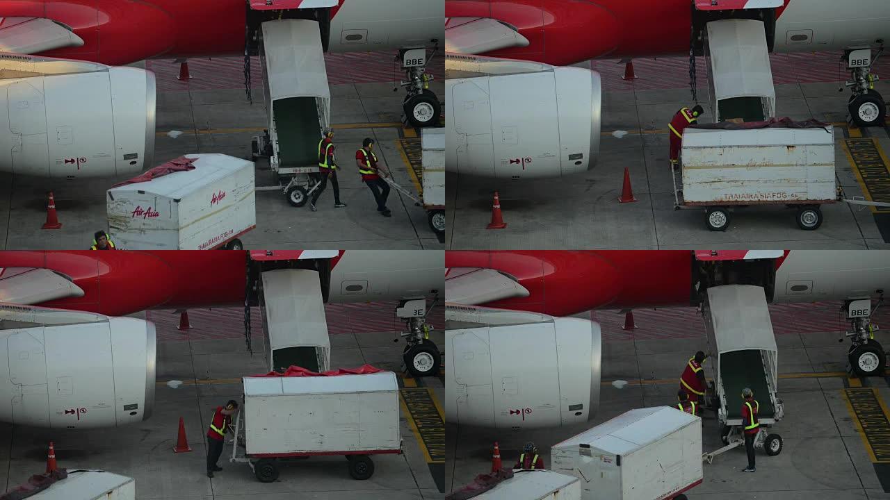 空运物流进出口概念的货物装载到飞机