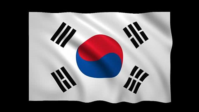 韩国国旗可循环alpha包括-股票视频