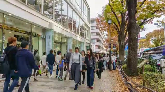 4k延时平移: 日本东京原宿的行人拥挤。