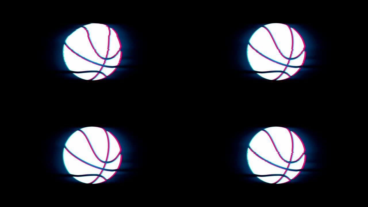 故障复古复古动画上的篮球球符号。