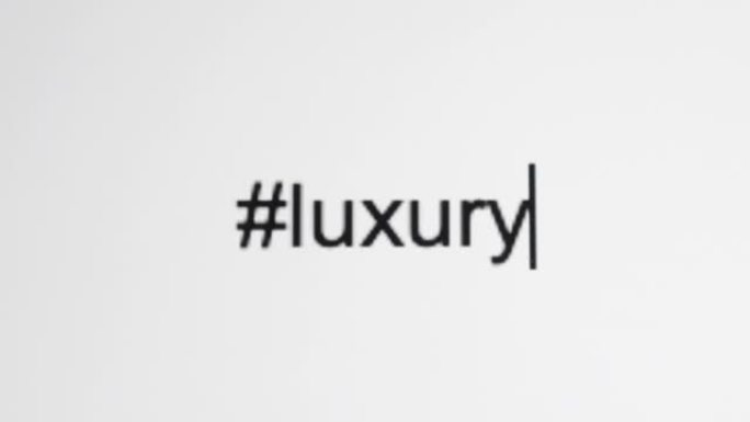 一个人在他们的电脑屏幕上输入 “# luxury”