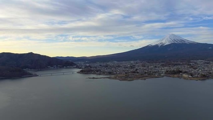 空中: 富士山与川口湖