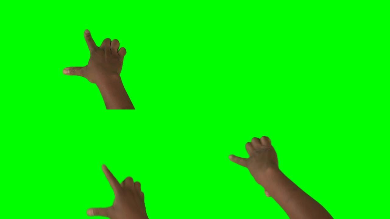 高清: 非裔美国人的手表演两个手指向两个方向旋转