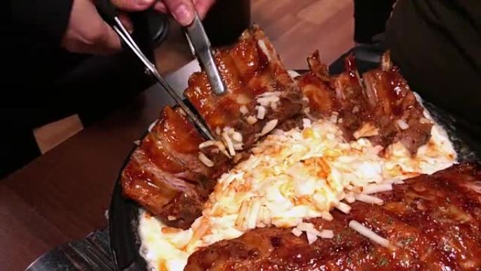 韩国明洞食品热板奶酪排骨