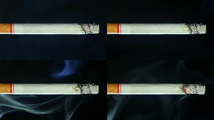 黑色燃烧的香烟危害后果烟雾戒烟控制