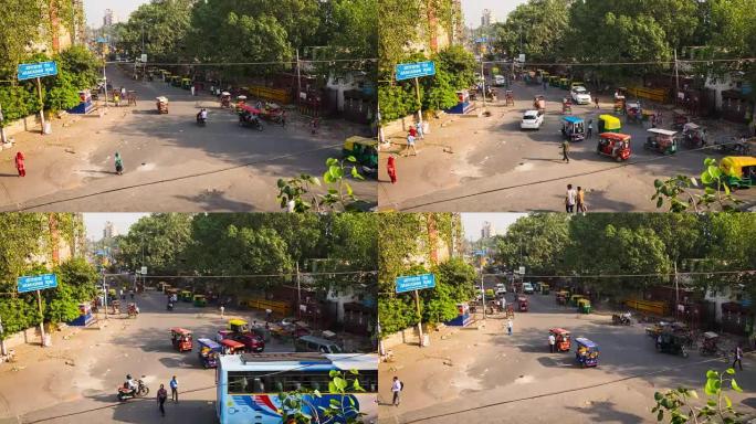 印度德里繁忙街道的延时拍摄