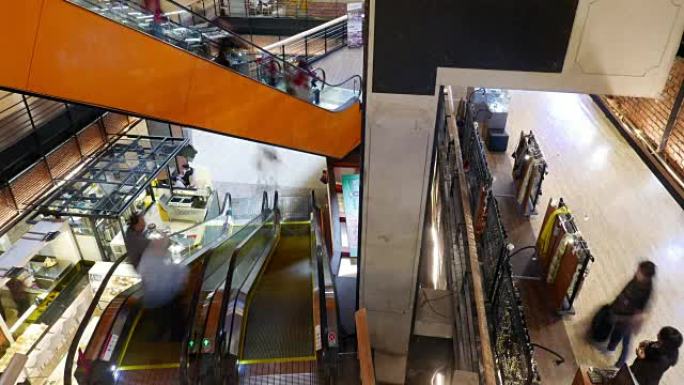 购物中心自动扶梯，延时