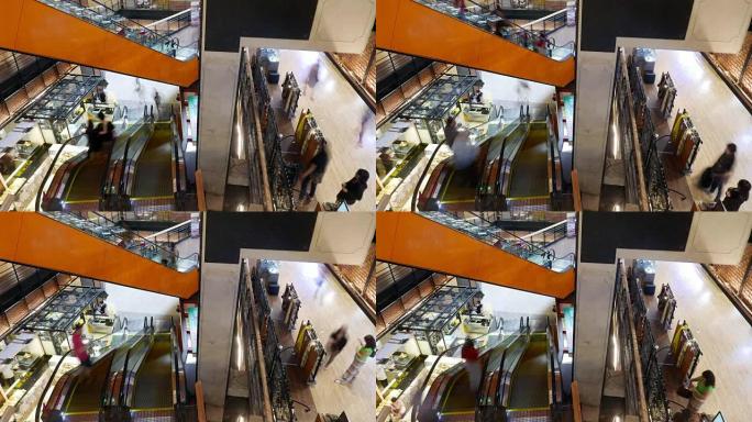 购物中心自动扶梯，延时