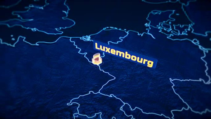 卢森堡国家边界3D可视化，现代地图轮廓，旅行