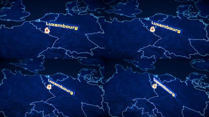 卢森堡国家边界3D可视化，现代地图轮廓，旅行