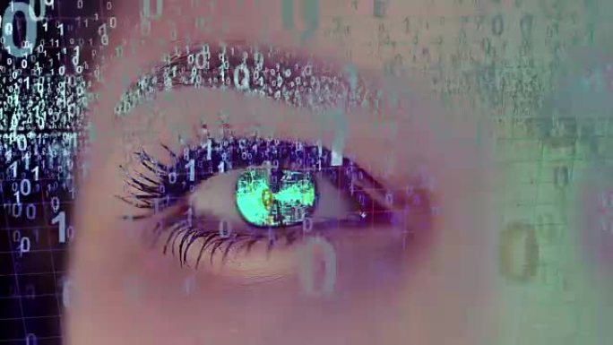 数字眼女人科技眼睛数字雨穿梭三维动画