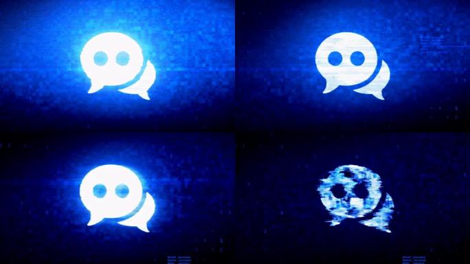 聊天消息气泡，聊天符号数字像素噪声错误动画。