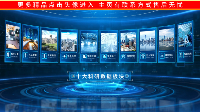 科技分类分屏曲面图文分类展示
