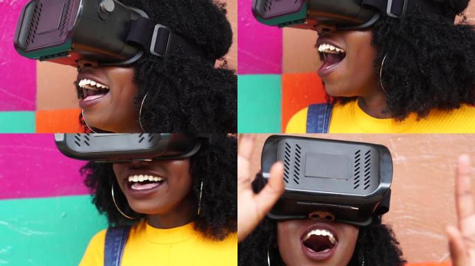 年轻女子与VR互动