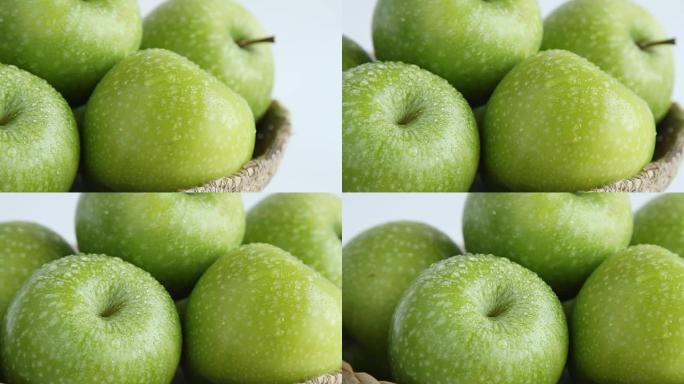 篮子里的新鲜青苹果