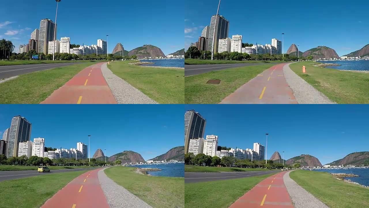 Botafogo海滩自行车路径在里约热内卢