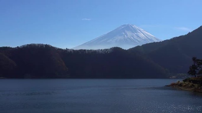 川口湖的富士山岛国风光世界地标自然生态