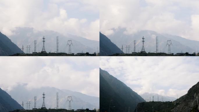 电厂，变电站，山，云，延时1080p