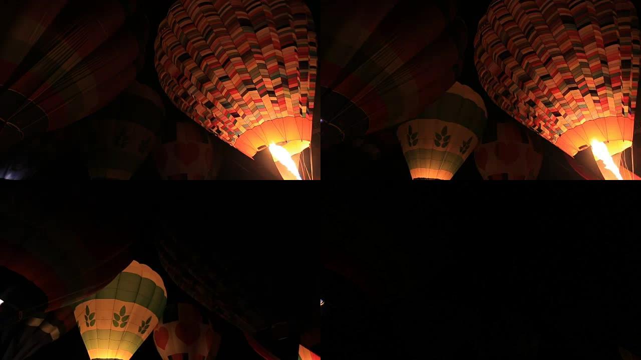 晚上的气球节点燃热气球热气球升空