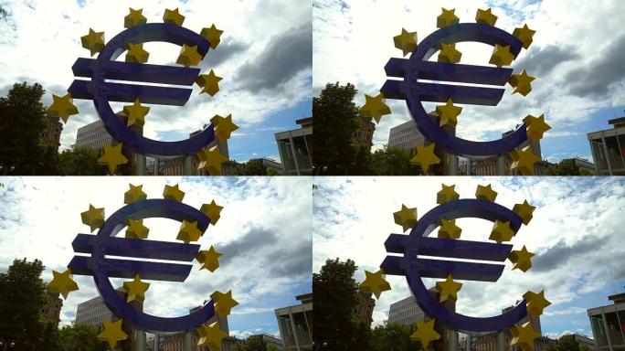 法兰克福的欧元标志，时间流逝