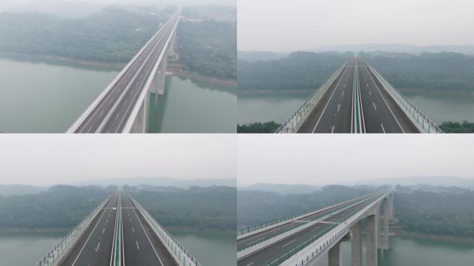 跨河特大桥，大桥上的高速路1080p