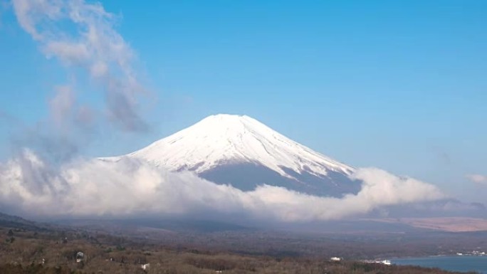 山那可湖富士山的高清延时