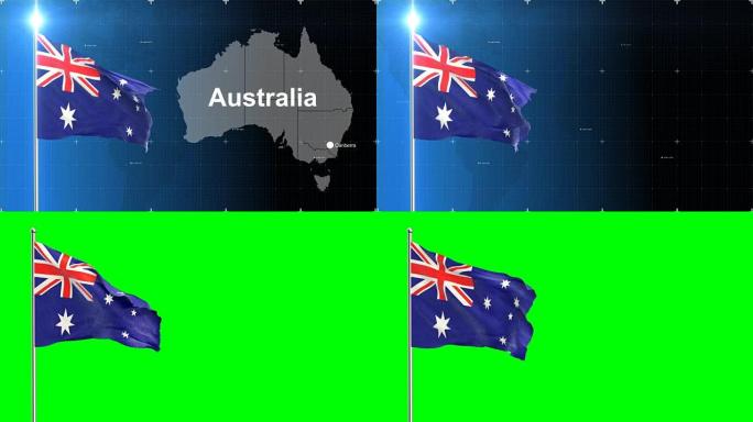 3D旗帜与地图+绿色屏幕