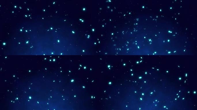 抽象降雪背景，蓝色背景