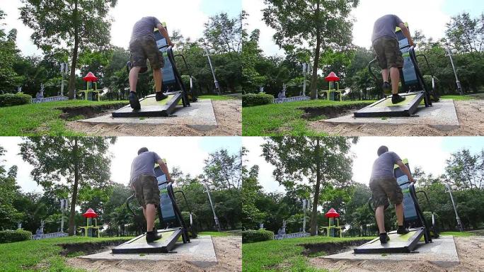 公园男子健身训练