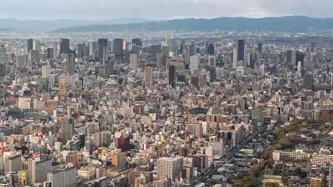 平移延时: 天王寺的空中大阪城市景观