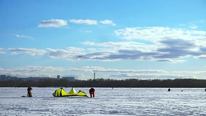 冬季的风筝滑雪冬季的风筝滑雪