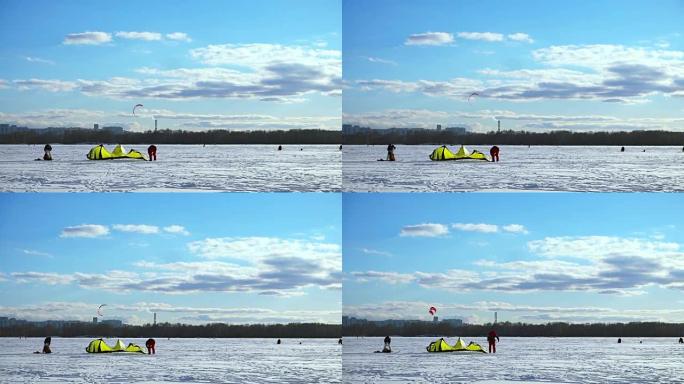 冬季的风筝滑雪冬季的风筝滑雪