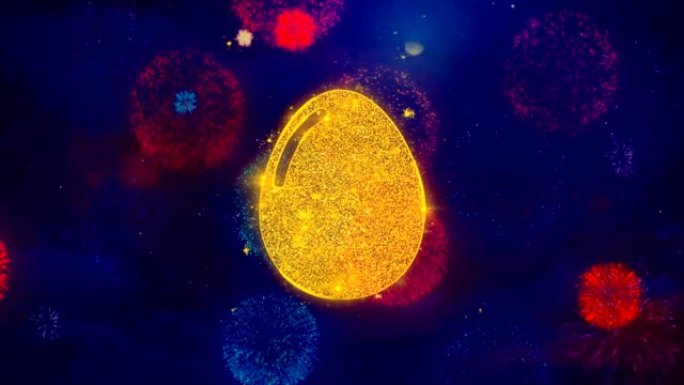 彩色烟花颗粒上的鸡蛋图标符号。