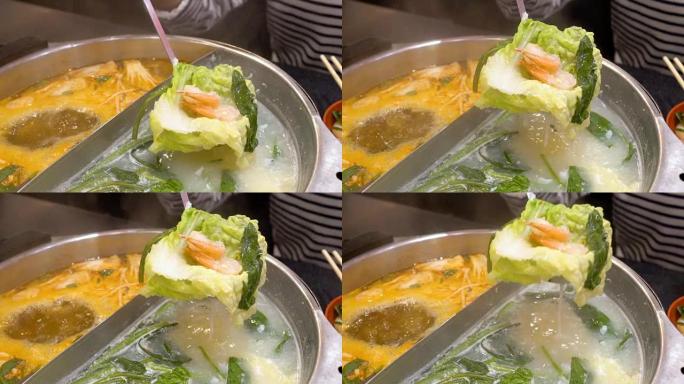 锅汤慢动作菜品展示火锅食材