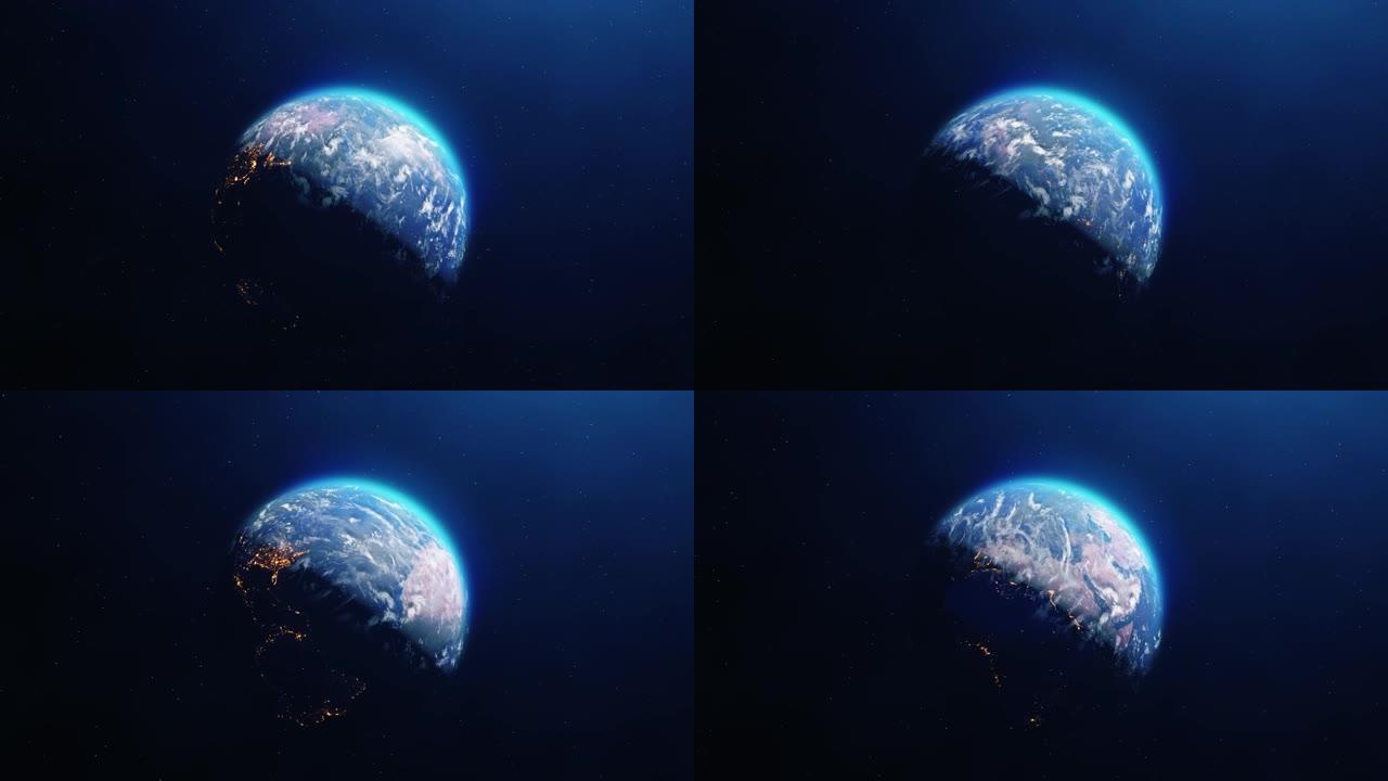 行星地球昼夜旋转循环动画