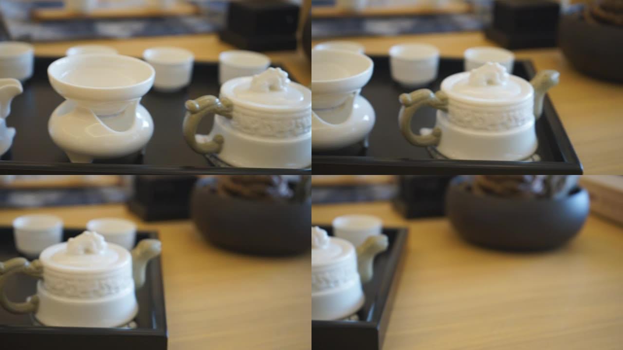 现代客厅茶几上的日式茶具
