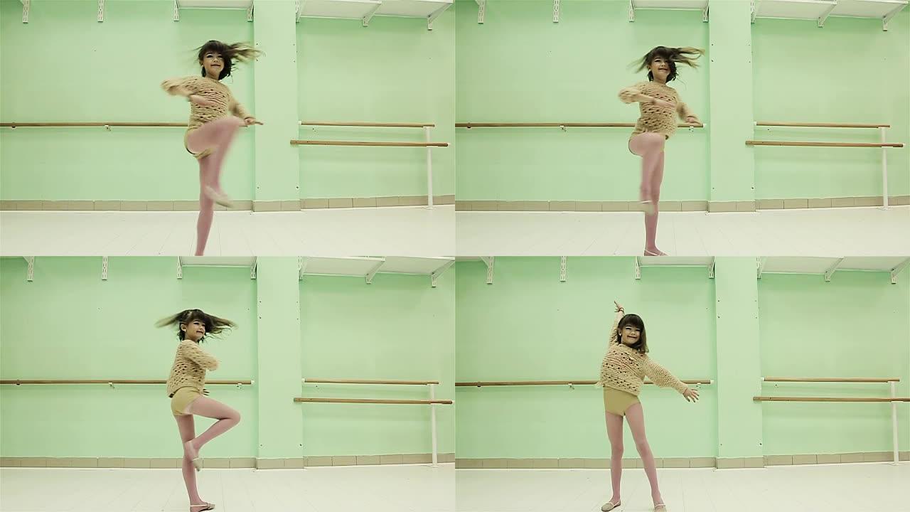 跳舞现代芭蕾的小女孩太可爱了