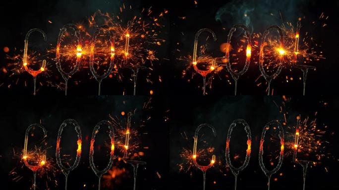 SLO MO LD Sparklers形状为 “cool” 一词，发出火花