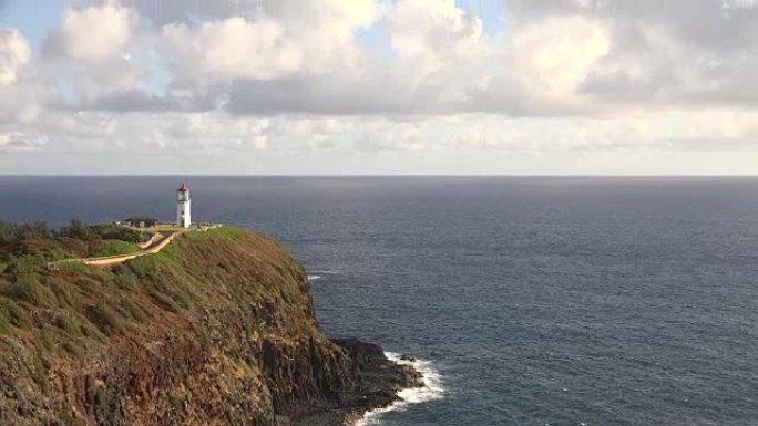 沿海悬崖上的灯塔灯塔航拍大海河流大海航拍