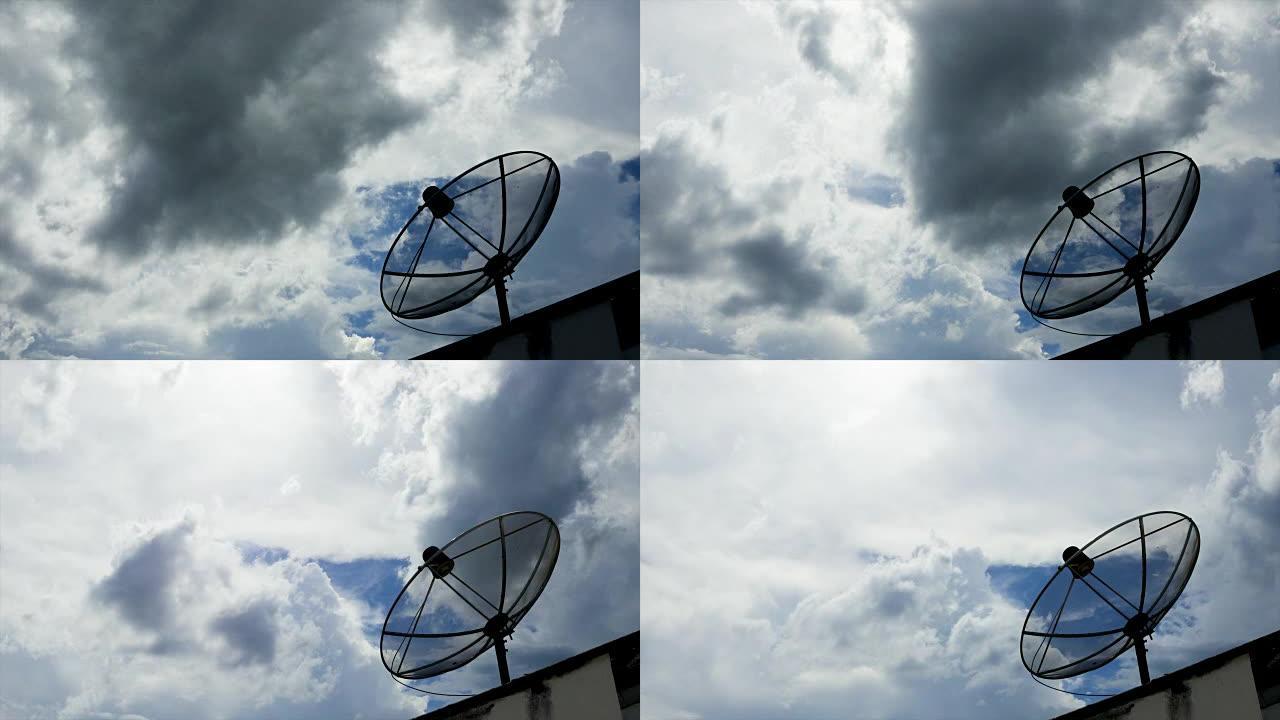 泰国云和蓝天的T/L电视卫星天线