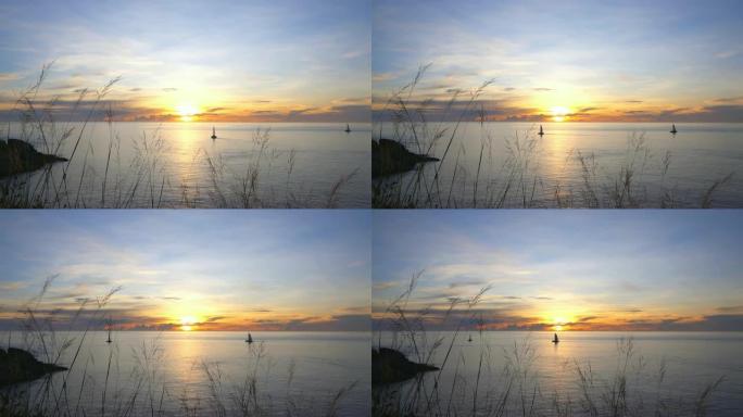 4K: Promthep cape上美丽的日落。普吉岛。